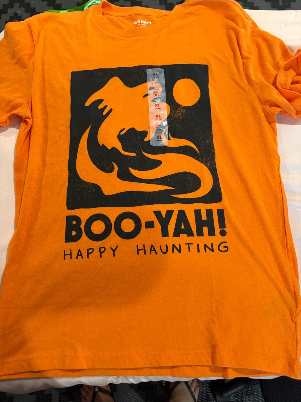 Old Navy Orange Halloween "Boo-Yah! Happy Haunting" Graphic Tee